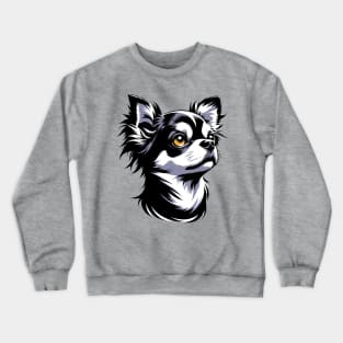 Stunning and Cool Chihuahua Monochrome and Gold Portrait for Father's Day Crewneck Sweatshirt